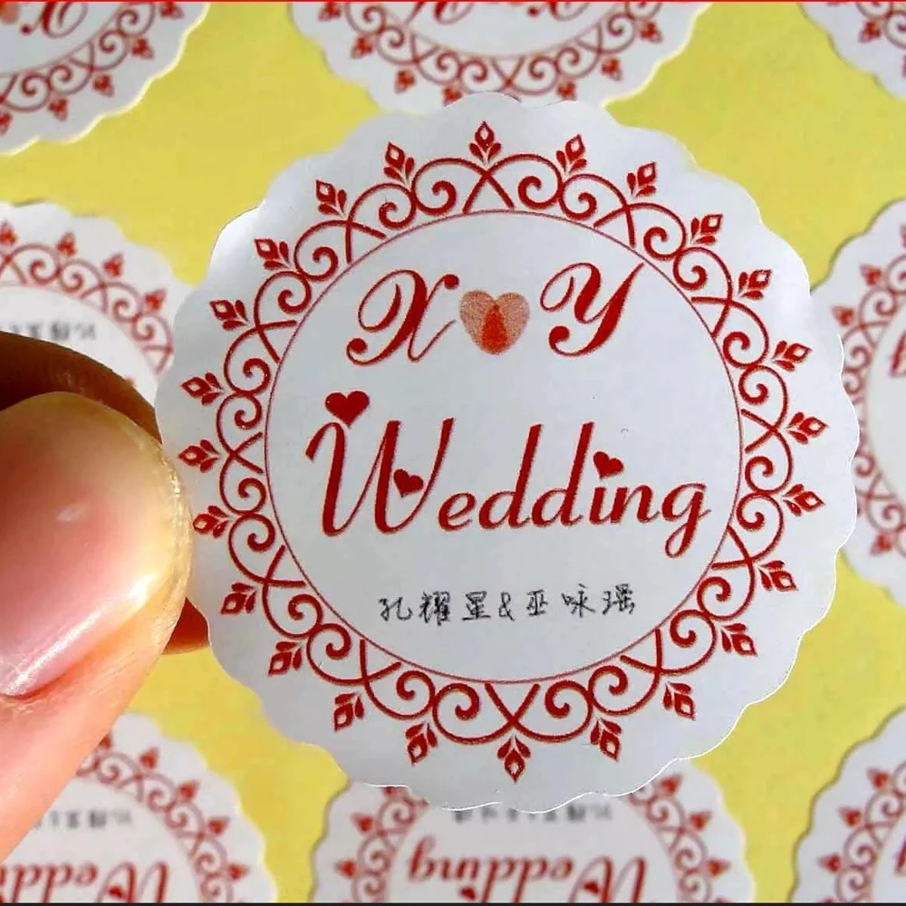 30PCS 3x3cm PVC waterproof stickers custom logo wedding birthday gift box sticker design custom size