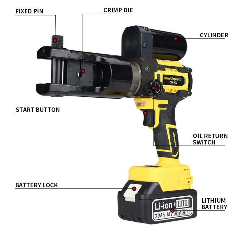 

CM-300 Small Portable Electric Hydraulic Crimping Pliers Lithium Battery Copper Aluminum Terminal Charging Crimping Electricians
