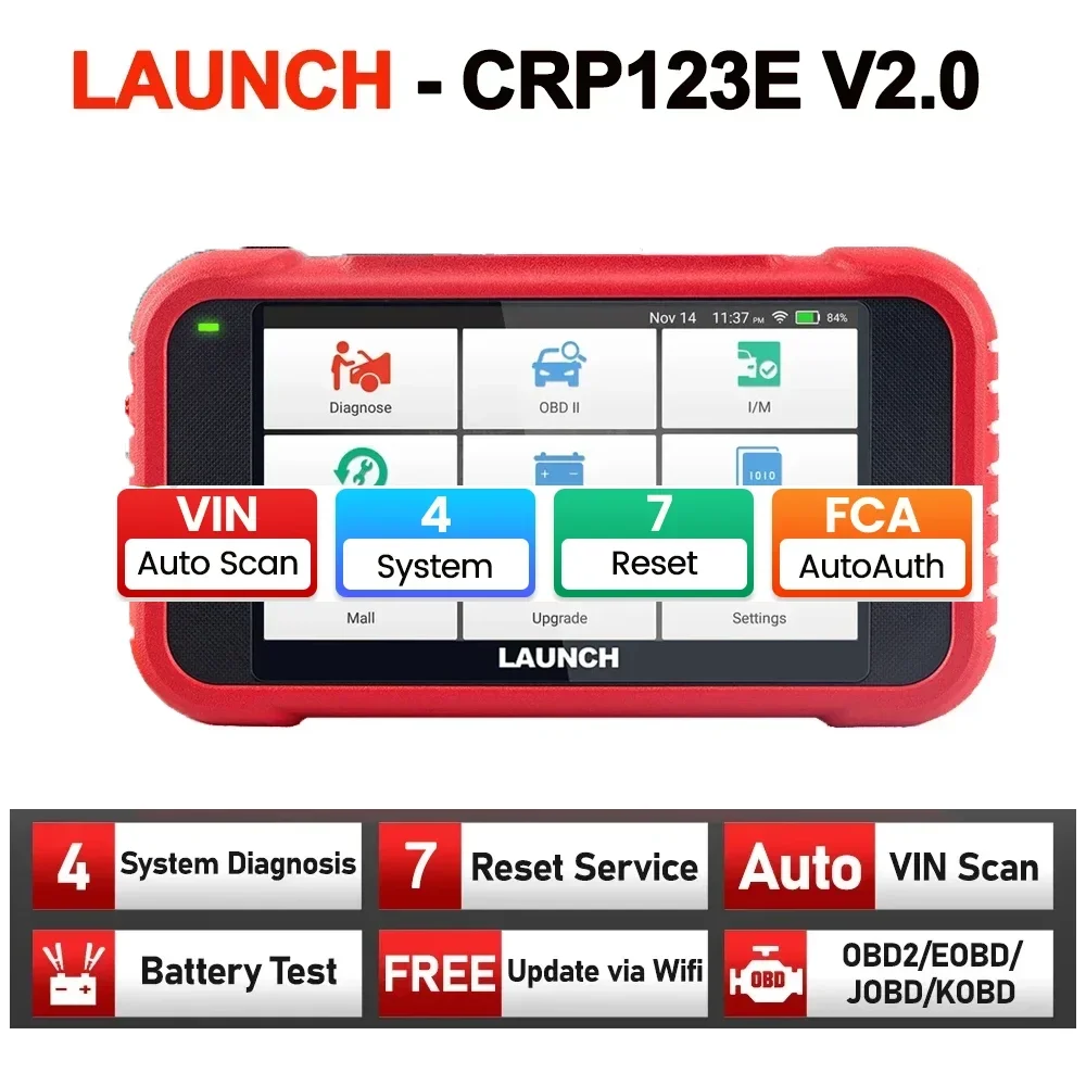 LAUNCH X431 CRP123E V2.0 OBD2 Car Auto Scanner SAS Oil ETS DPF Bleed Reset Diagnostic Tool Engine ABS Airbag SRS AT Code Reader