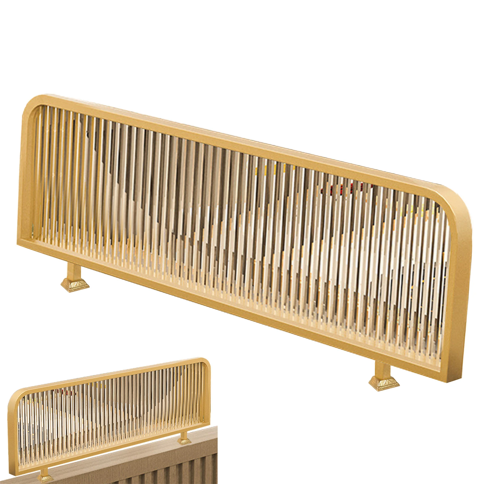 

Commercial Glass Partition Divider, Striped Low Fence for Counter Desk - Modern Screen for Restaurant, Bar, Hotel & Dining Areas