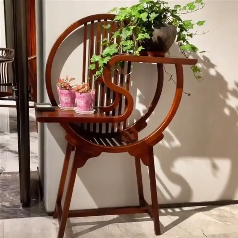 New Chinese flower stand, flower table, bonsai stand, end viewing platform, solid wood Zen entrance, storage living room