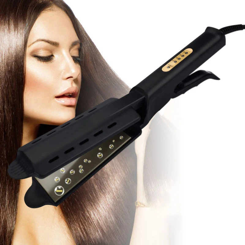 Cheap Beauty Salon Dry Wet Dual Purpose Professional Fast Steam Titanium Hair Straightener Salon Special Ceramic Flat Iron