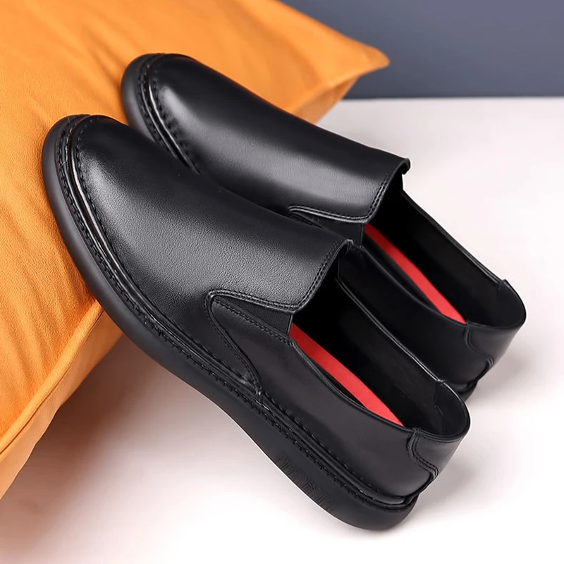 New Men Genuine Cow Leather Casual Shoes Comfortable Flats Shoes Male Stylish Genuine Cowhide Elegant Casual Men Leather Shoes