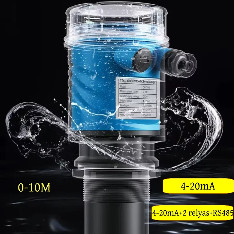 Ultrasonic Liquid Level Meter 4-20mA IP68 5m 10m Non Contact Water Diesel Fuel Oil Tank RS485 Relays Level Sensor Transmitter