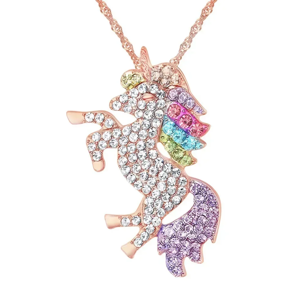 Novo cristal de swarovsks céu cavalo colar micro incrustação unicórnio pingente feminino jóias finas para festa como presentes bonitos