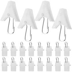 20 Pcs White Plastic Clothespins Curtain Clips With Hooks Shower Hanging Home Storage Closet ganizers Wardrobe Pegs Decorative