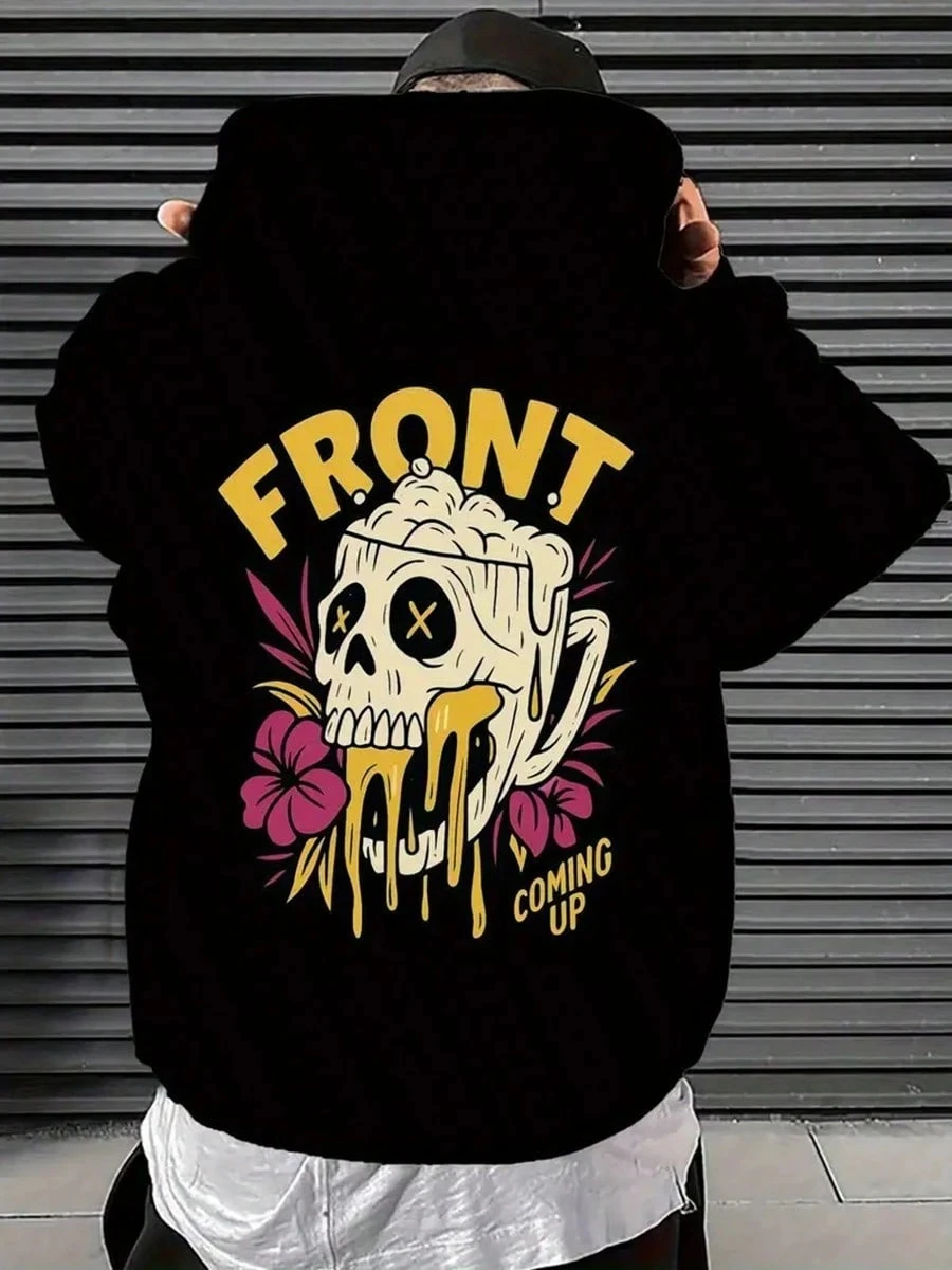 

Y2K Streetwear Men S Hoodie Streetwear Pullover Sweatshirt With Back Graphic White Hoodie Machine Washable Fall Winter Clothing