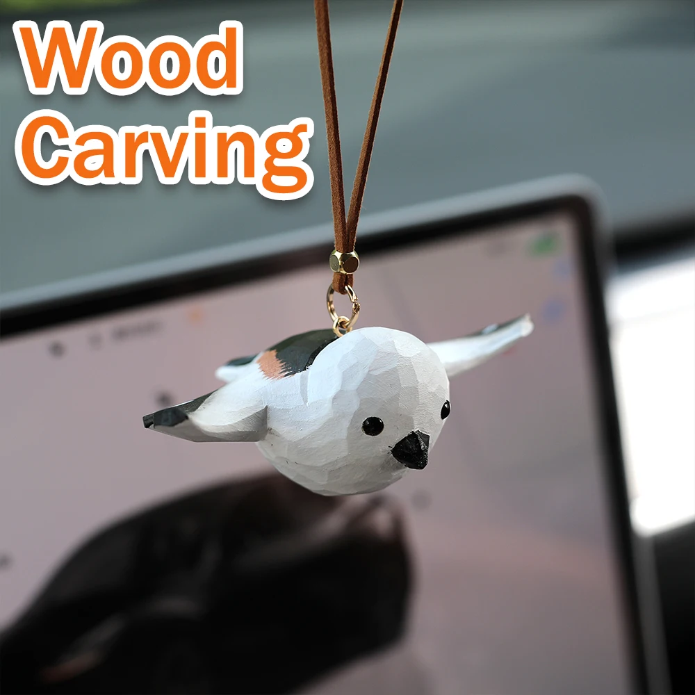 

Деревянная резная птица, качающаяся автомобильная подвеска, креативный милый аниме, автомобильный аксессуар, подвеска в виде птицы, подвеска в виде птицы, автомобильный кулон