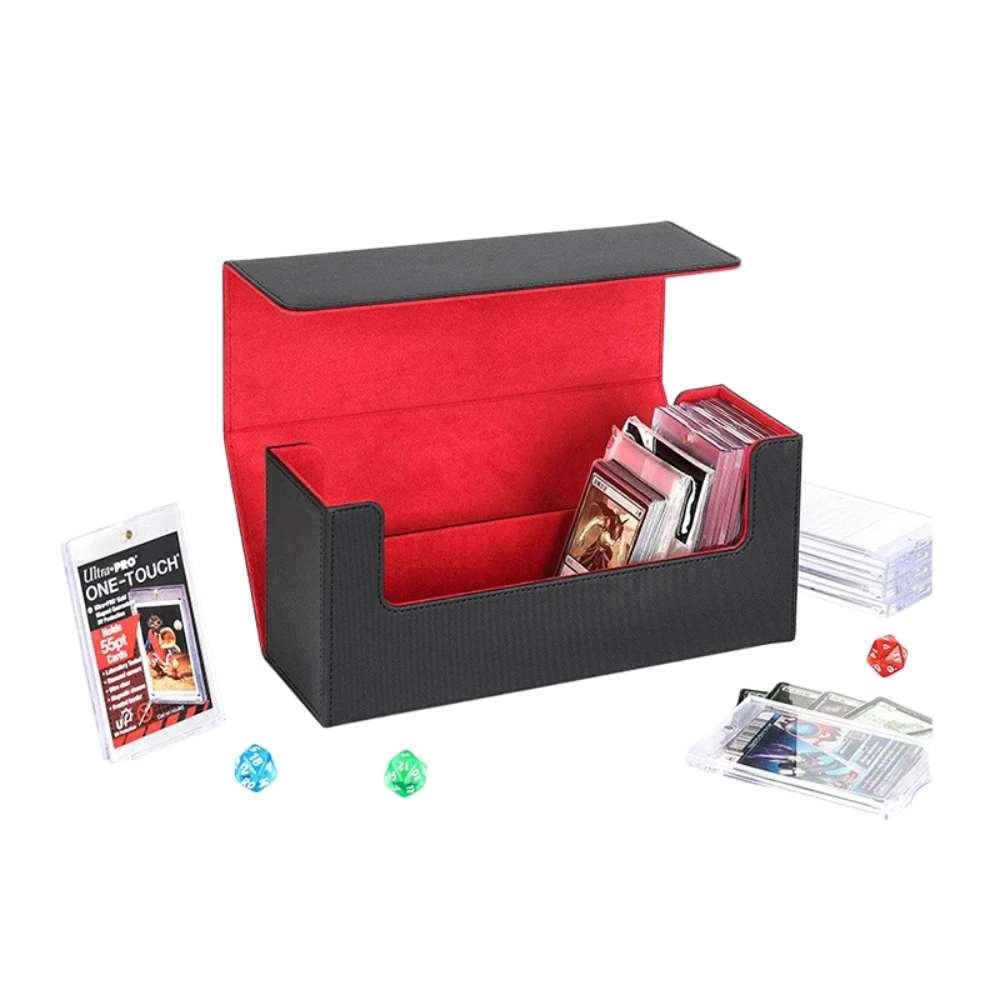 Large Capacity Magnetic PU Card Storage Box Holds 37 PTCard Slabs Toploaders Portable Deck Case for TCG Sports Trading Card
