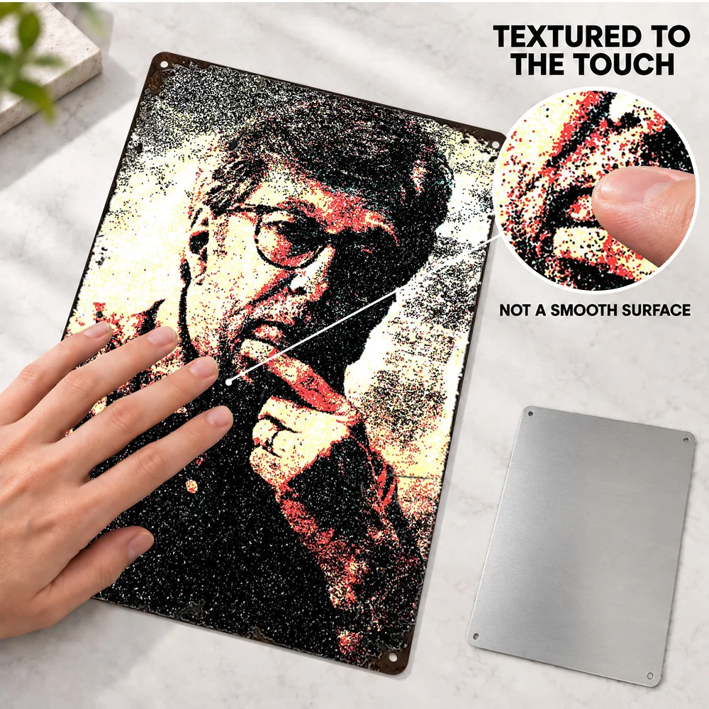 Eric Clapton Hand On Chin Textured Metal Poster Customized Aluminum Sign High Contrast Wall Art For Record Shop Listening Area
