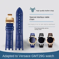 Used for Versace series watches GMT 29G double concave raised cowhide strap accessories black blue 24mm men's accessories