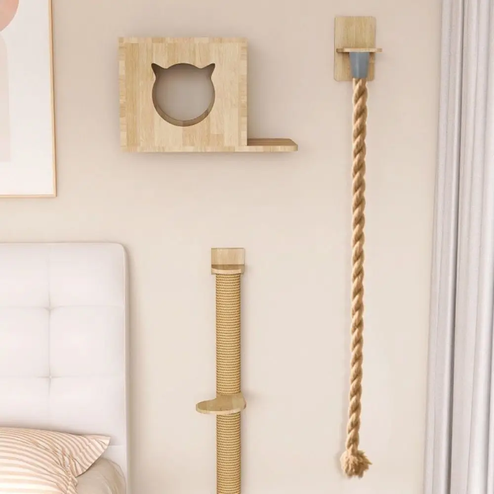 Sisal Rope Cat Climbing Shelf Wall Mounted Multi-Level Scratching Post Rope Durable Interactive Pet Climbing Rope Tree