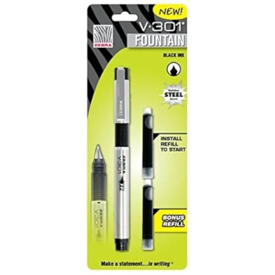 

Перьевая ручка Zebra V-301 из нержавеющей стали с заправкой 48111 от Zebra Pen