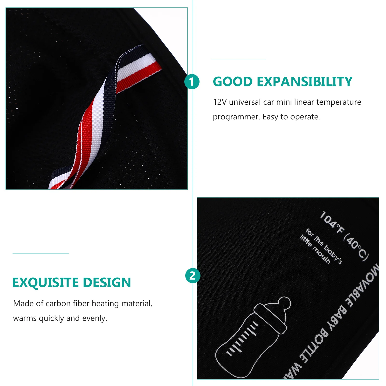 12 فولت العالمي سيارة الطفل زجاجة دفئا سخان المحمولة السفر كوب حليب غطاء أسود ملحقات السيارات أخف كابل #1