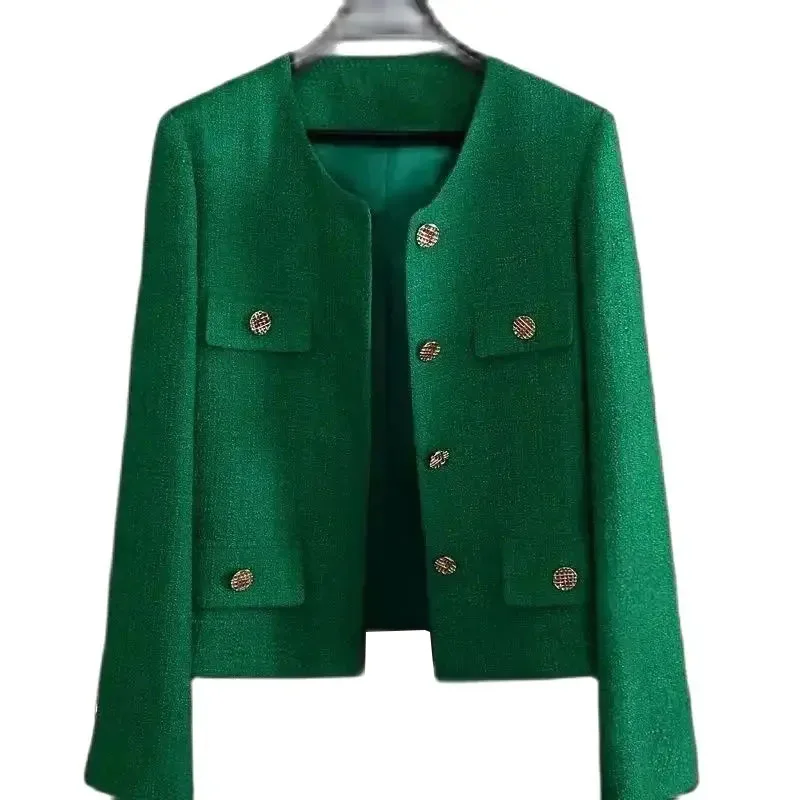 

Spring Autumn Women's Blazers 2025New Elegant Slim Cropped Streetwear Green Suit Coat Fashion Ladies Jackets Outwear Female Tops