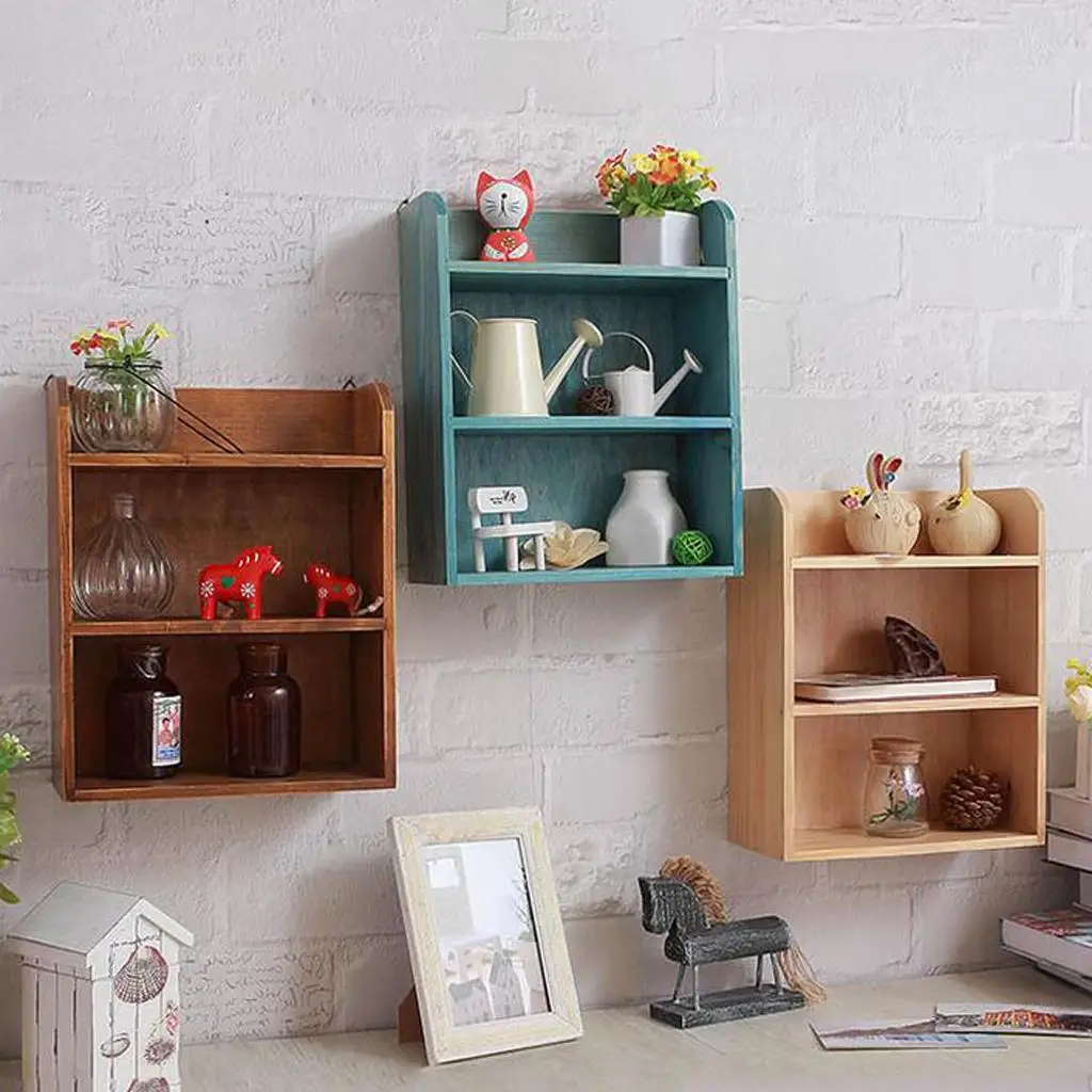 Wooden Desktop Box Organizer Shelf Bookcase Furniture for Office Desk Storage and Home Room Decoration