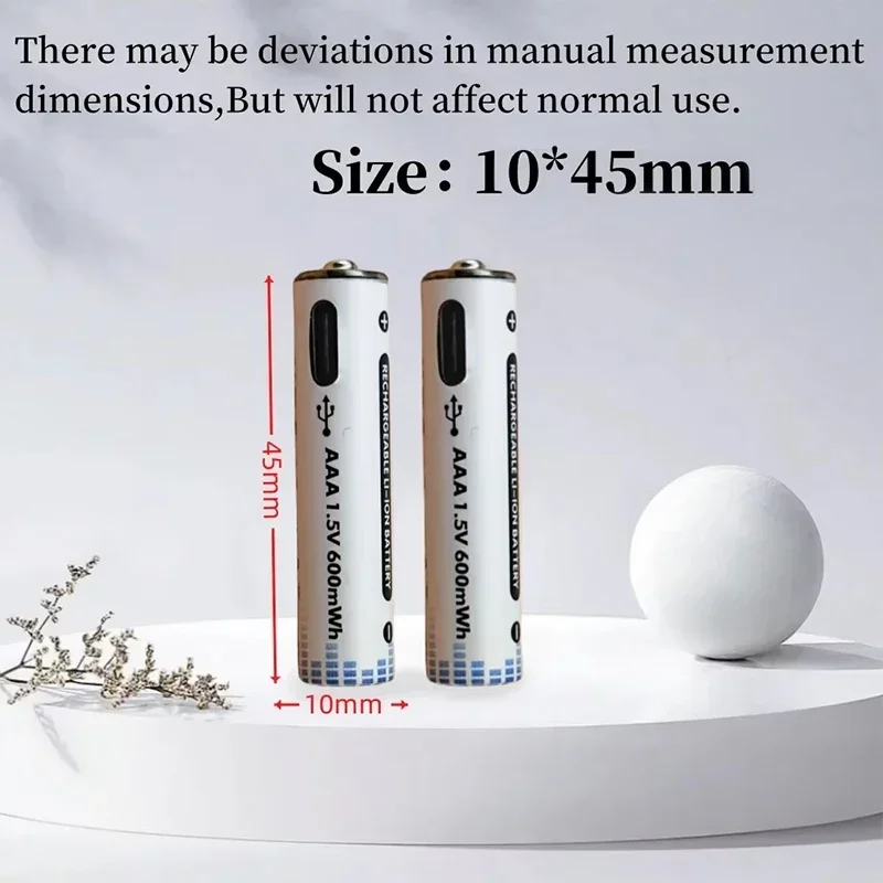 PURFIELD AAA 600mWh Batterie ricaricabili USB Batteria agli ioni di litio costante da 1,5 V per accumulatore giocattolo elettrico per mouse con telecomando