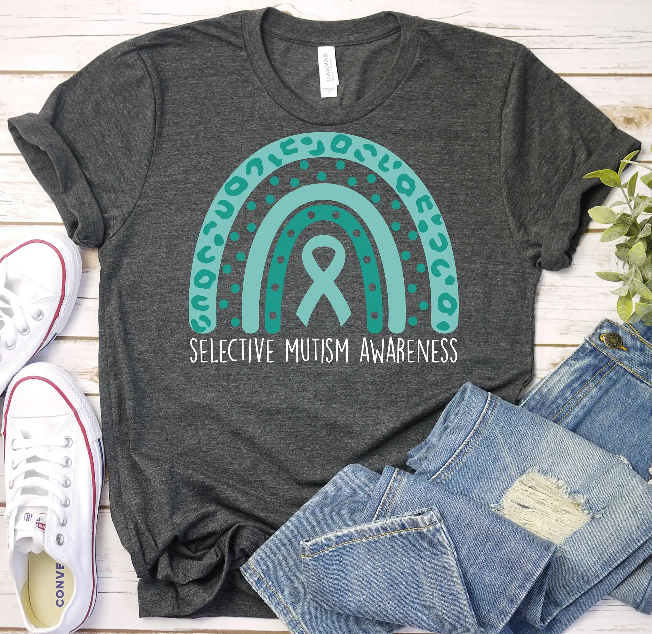 Selective Mutism Awareness T Shirt Teal Ribbon Mother Childhood Anxiety Disorder