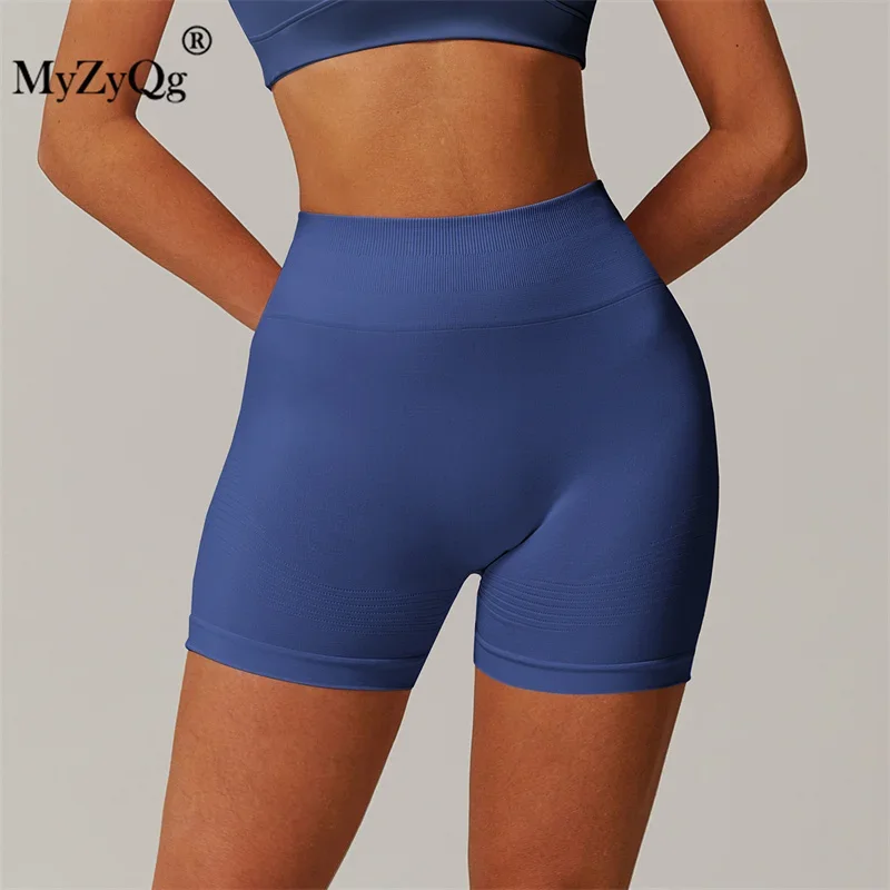 MyZyQg-Short de yoga sans couture taille haute pour femme, legging de fitness serré, pantalon de survêtement de course à l'extérieur, levage de la hanche, tuck fileté