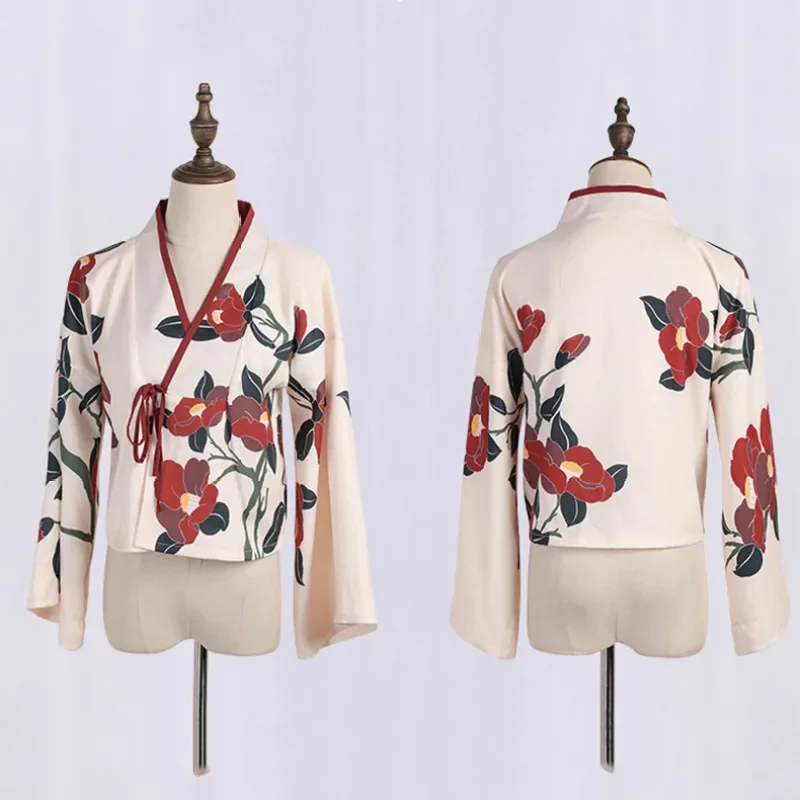 Платье-кимоно женское длинное с цветочным принтом и юбкой