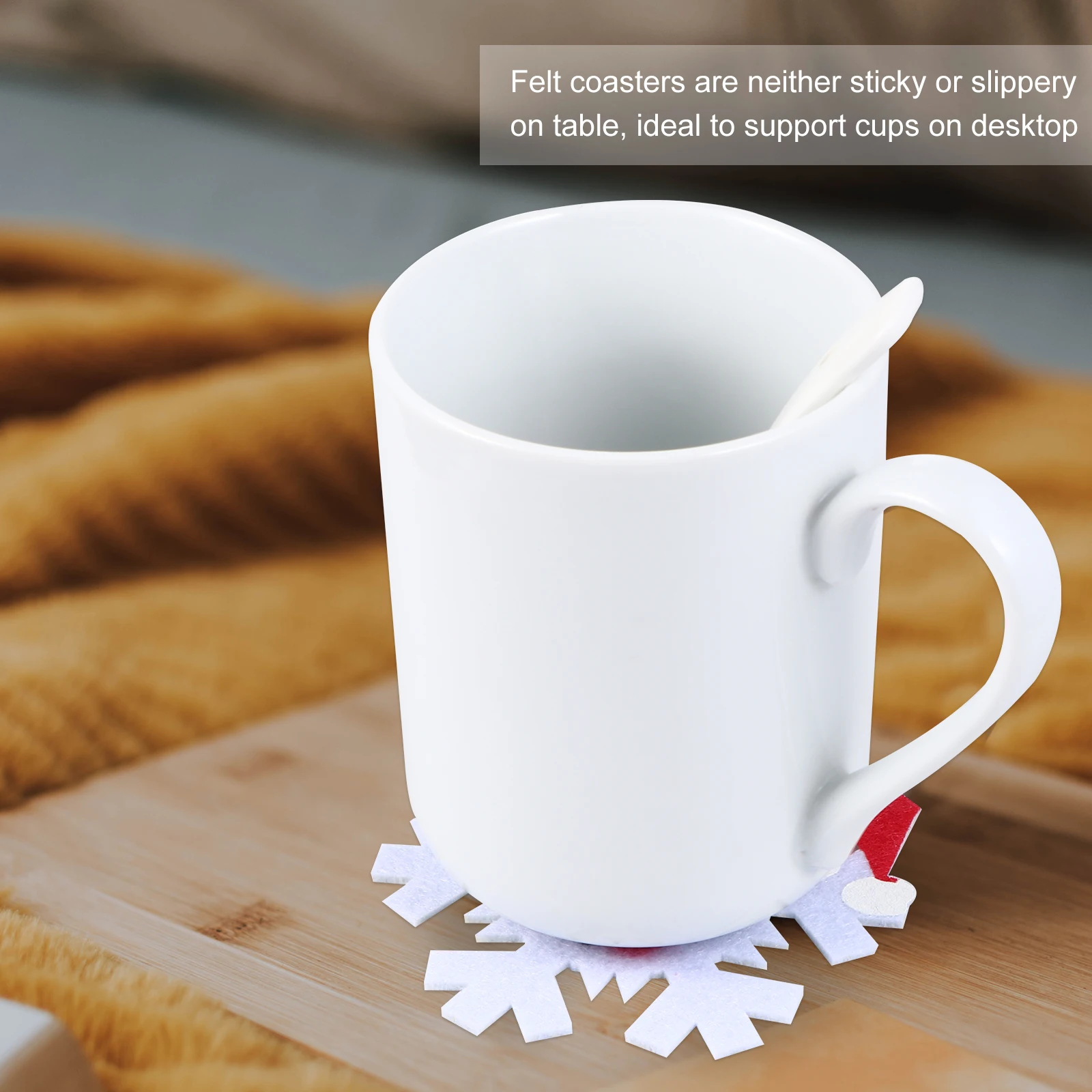

10 шт., рождественская подушка для чашки, снежинка, фетровая подставка, нескользящая изолированная подставка для напитков для праздничной вечеринки, домашний декор, обеденный стол