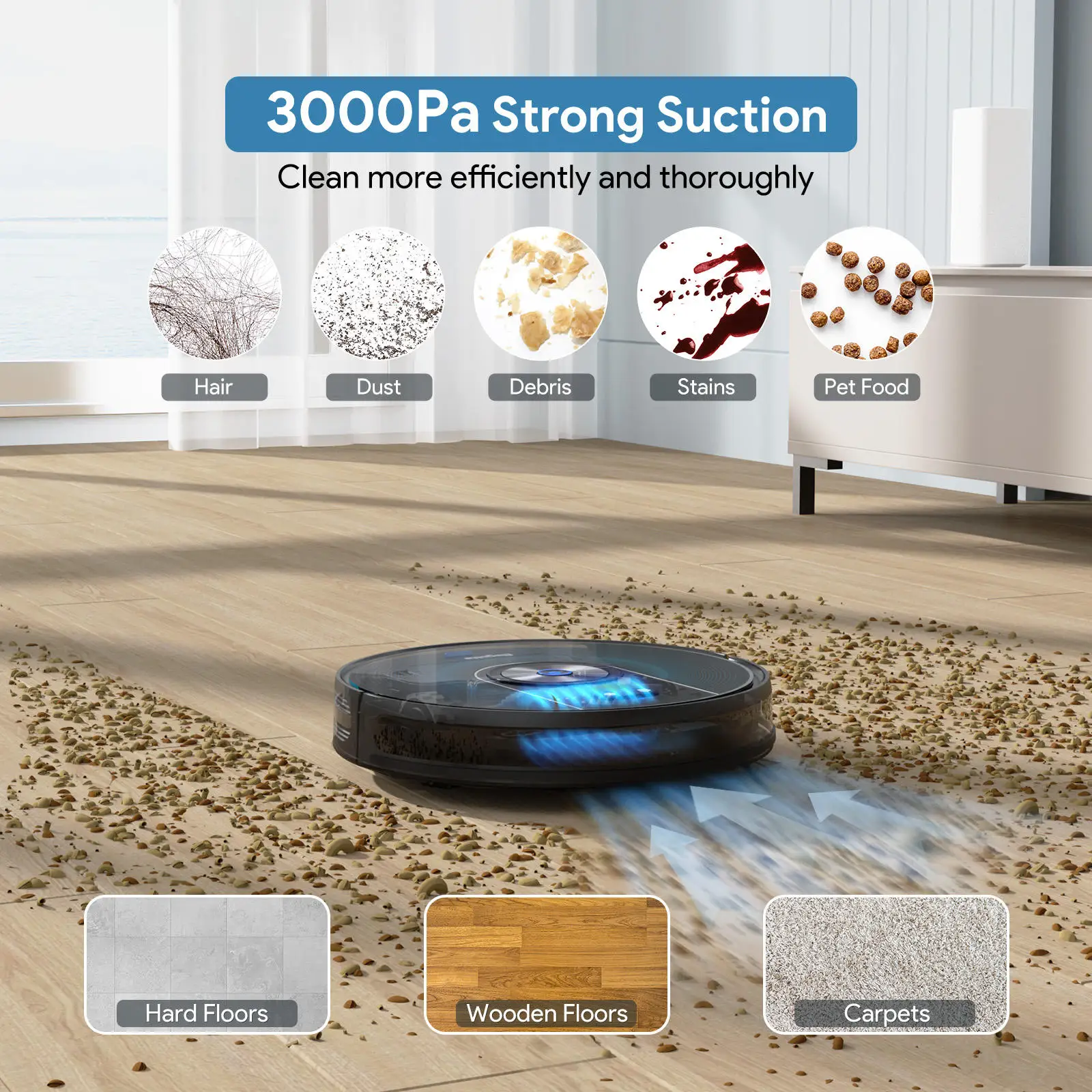 Best Selling 2700Pa Strong Suction Robotic Vacuum Cleaner Mop Smart Home Electric Sweeping Robot Gyroscope Households Battery