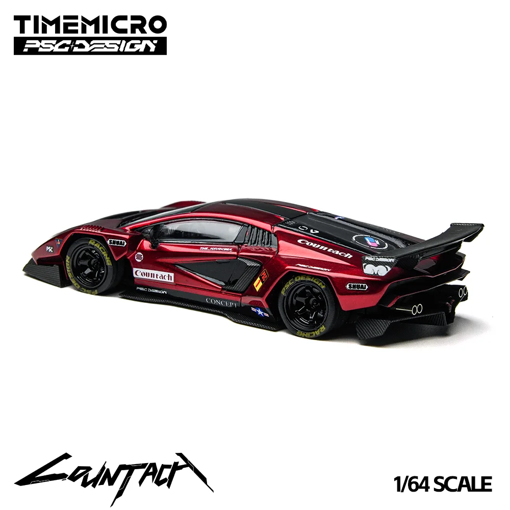 タイムマイクロ × PSCデザイン 1:64 カウンターシェ “V” スカーレット合金 プレミアムダイキャストビークルモデル おもちゃ コレクタブルディスプレイ
