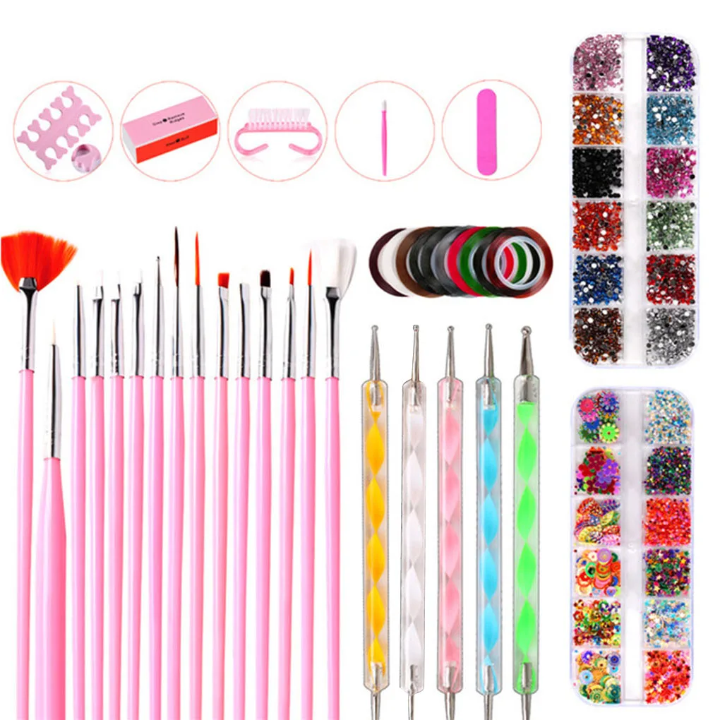 10Pcs Manicure Point Drill Pen Set Nail Art Brush Kit Portable Polishing Manicure Tool