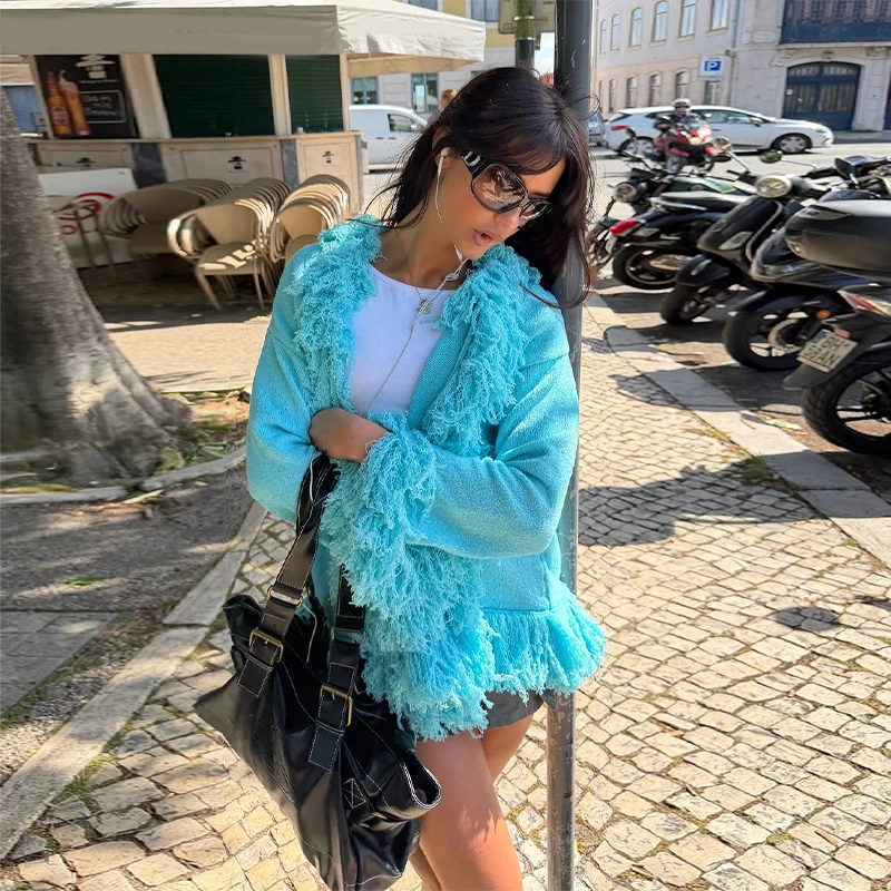 B blue sweater