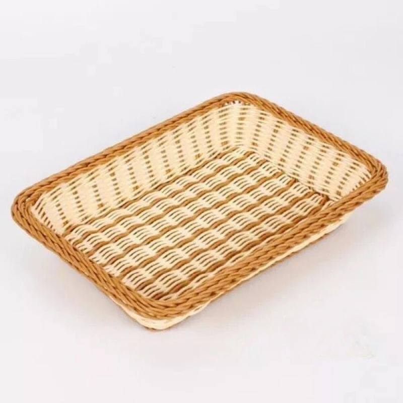 

Double-colored Imitation Rattan Drawer Organizer Cutlery Storage Basket Kitchen Forks Knifes Storage Tray