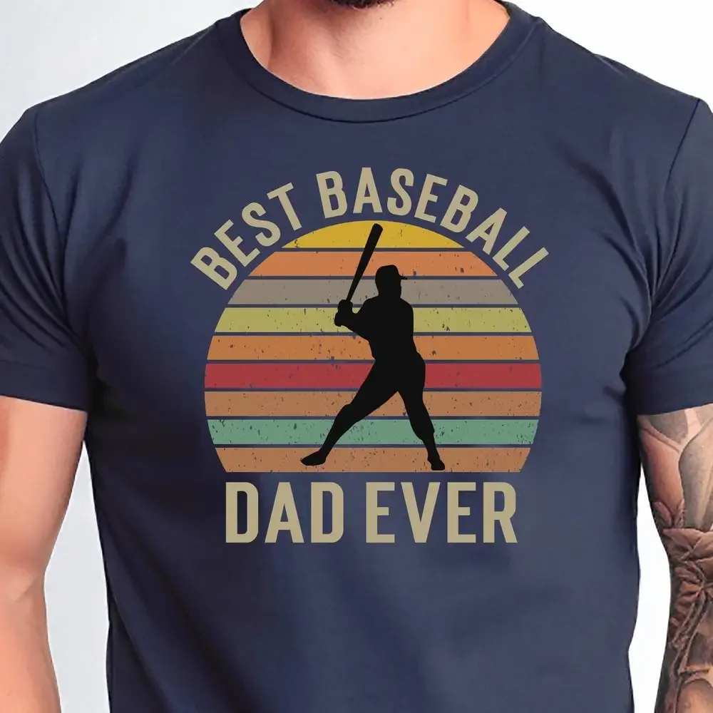 Best Baseball Dad Ever T Shirt Father'S Day Distressed Design