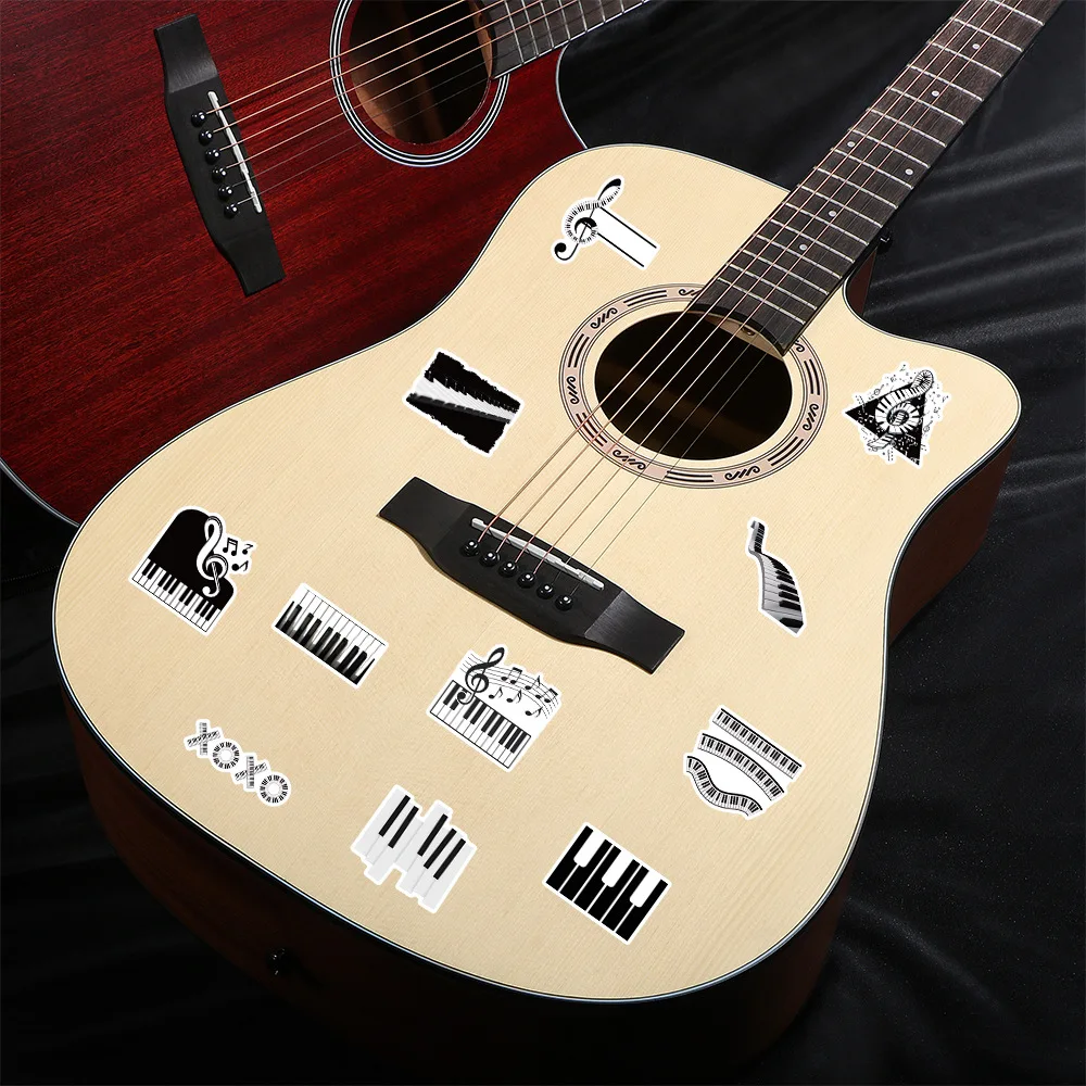 Pegatinas de grafiti para teclas de Piano en blanco y negro, calcomanía creativa de dibujos animados, equipaje DIY, teléfono, guitarra, nevera, juguetes clásicos para niños, 10/50 Uds.