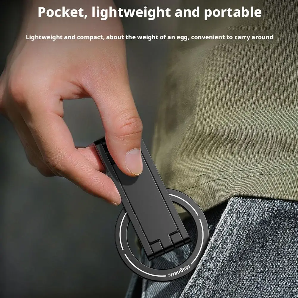 

360° Rotating Magnetic Phone Holder Foldable Aluminum Desktop Stand Portable Handheld Tripod Bracket for iPhone 1716 Q2N8