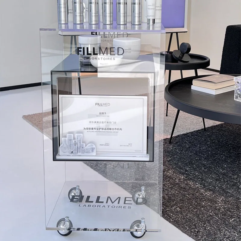 High-grade Acrylic Transparent Barber Shop Tool Cabinet, Special Hair Salon Rack, Movable Tool Cart