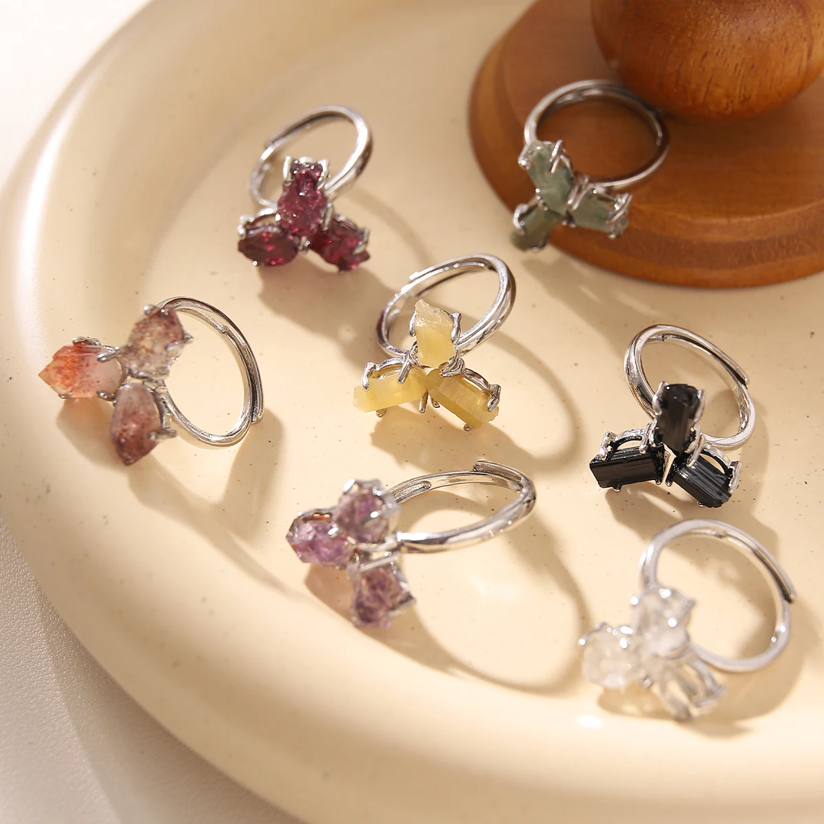 

Women's Natural Stone Ring Bohemian Semi-Precious Gem Cocktail Ring Party Banquet Wear Perfect Gift Anillo de piedra natural