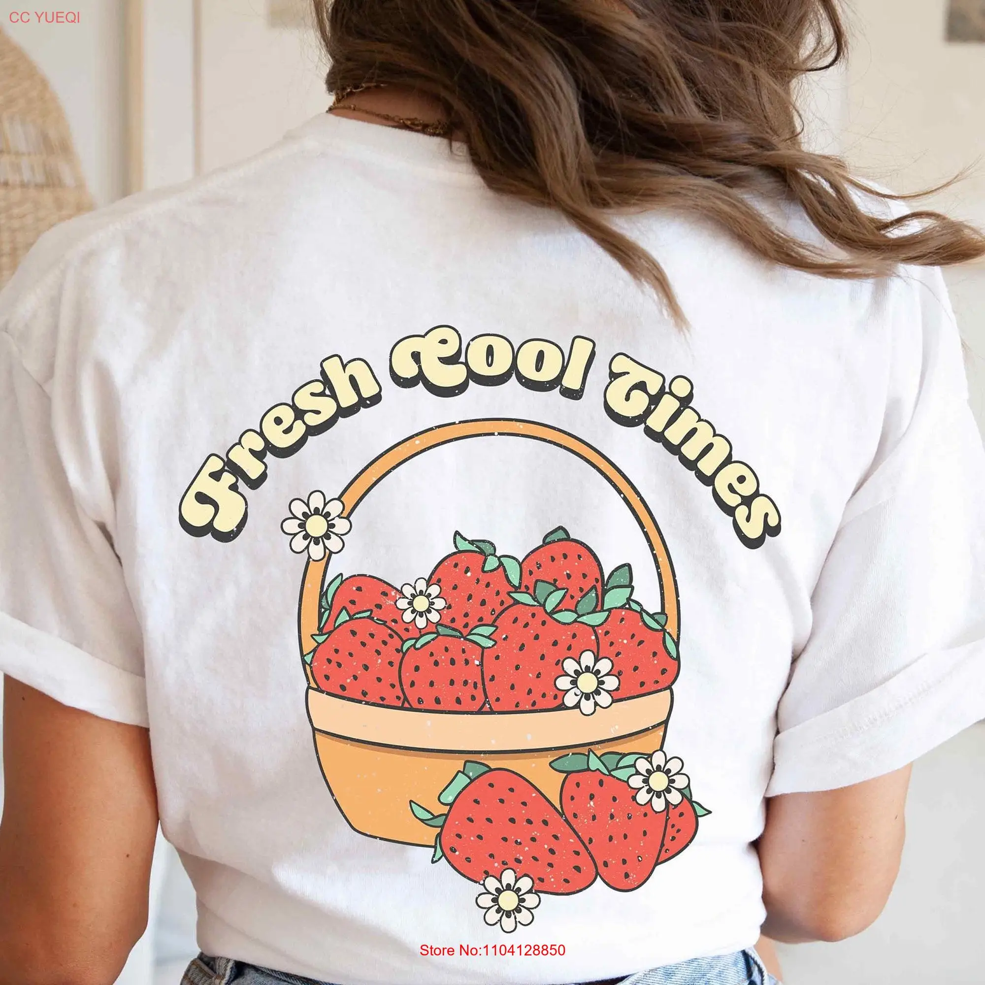 Fresh Cool Times Oversized Vintage T Shirt Comfort Colors Inspired Strawberry 70s FruiT Plant Lady long or short sleeves