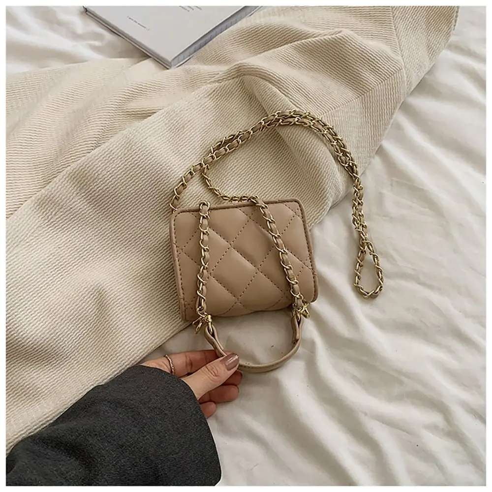 2024 New Mini Fragrance Chain Shoulder Bags Crossbody Bags PU Leather Rhombus Plaid Square Fashion Handbags Wallets For Women