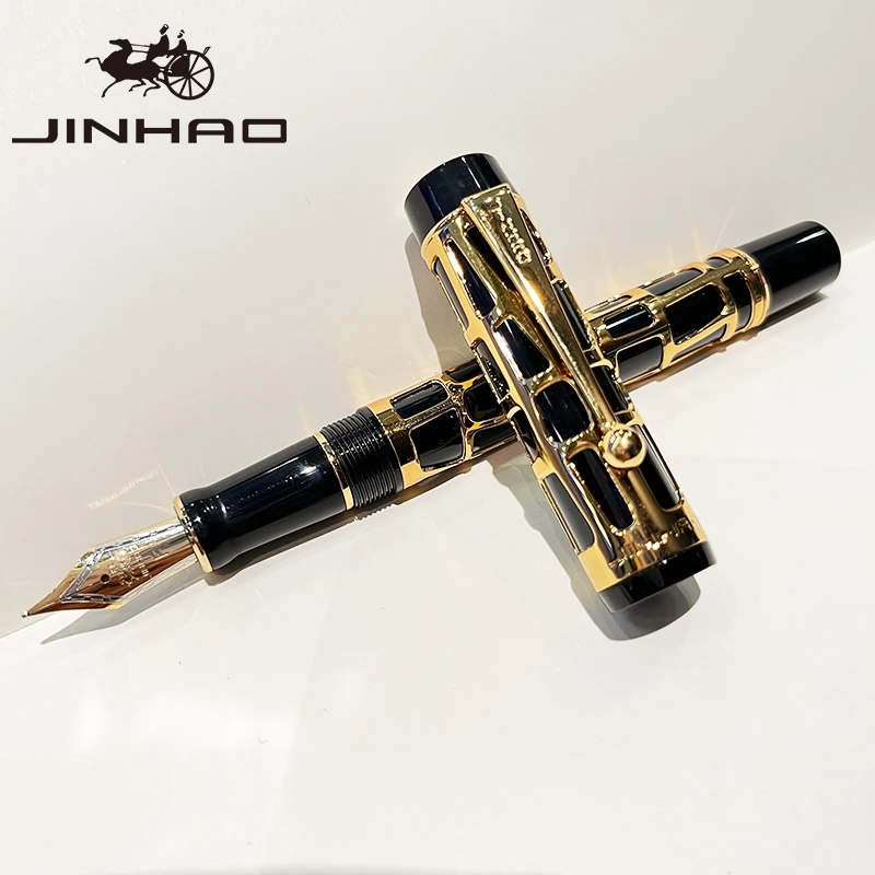

Jinhao 100 Fountain Pen Celluloid Hollow Style, Fine Nib Smooth Writing Instrument with Refillable Converter