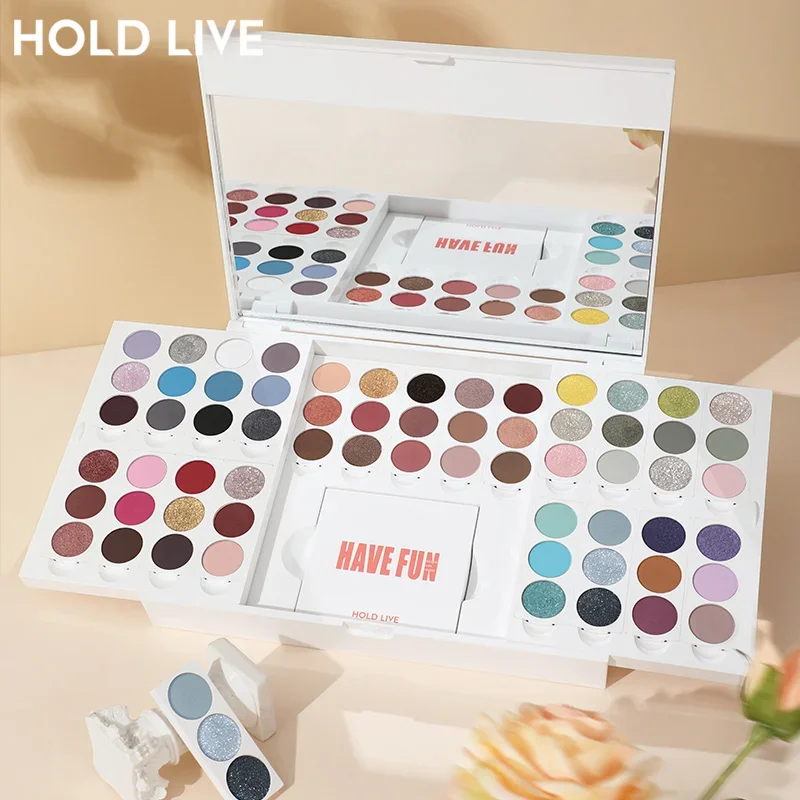 

HOLD LIVE Play Makeup Magic 63-Color Eyeshadow Tray Blue Mint Black DIY Detachable Eyeshadow Long -lasting Makeup Cosmetics