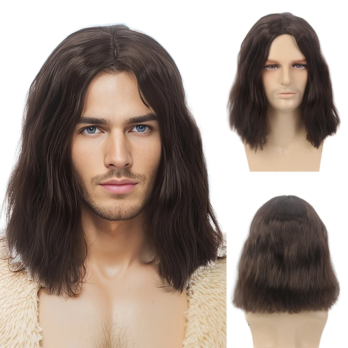 

Cosplay Wigs Winter Soldier Captain America Cos Wigs Brown Wavy Mid Length Synthetic Hair Wig Men