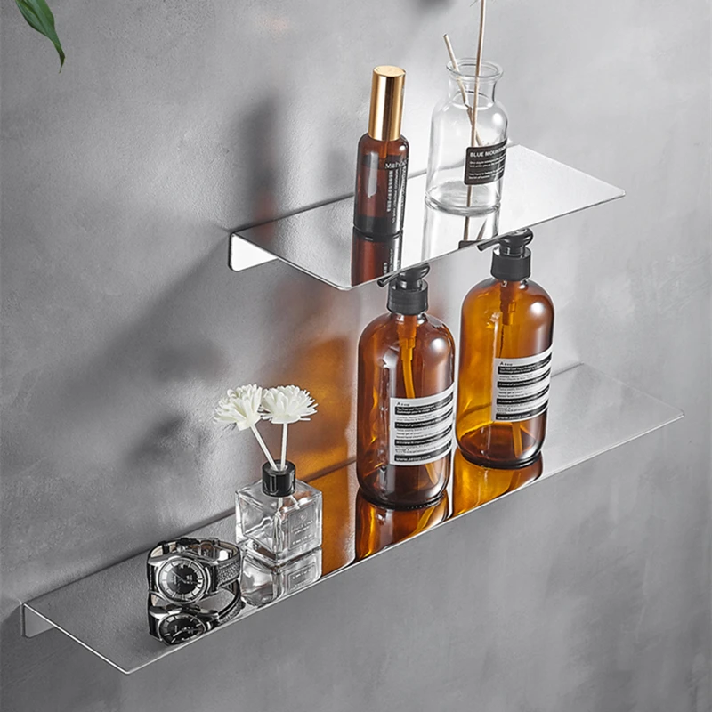 Black/ Chrome Bathroom Shelf Thicken Stainless Steel Corner Shelves Towel Rack Shampoo Holder Kitchen Storage Rack 20/30/40/50cm