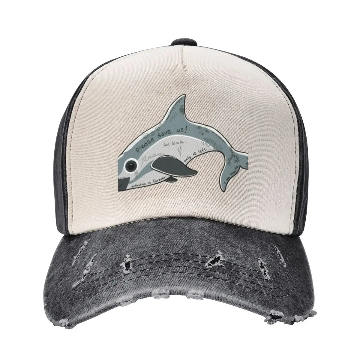 Graffitied Vaquita Baseball Cap Big Size Hat sun hat Horse Hat Cosplay Ladies Men's