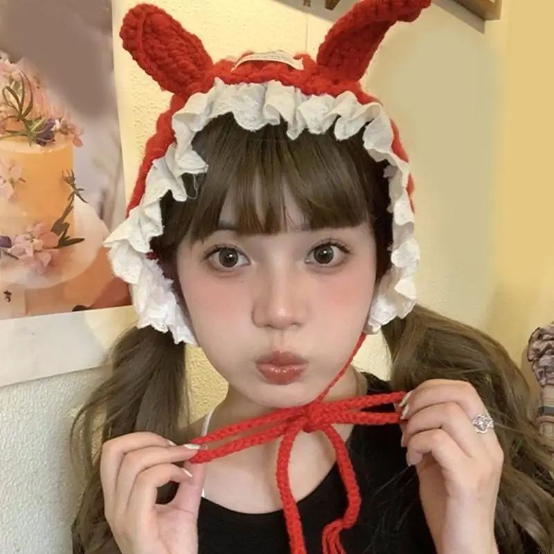 72xe 토끼 모양 귀마프스 겨울 어린이 귀마리 귀 귀에 따뜻한 신축성 귀마개 여성 패션