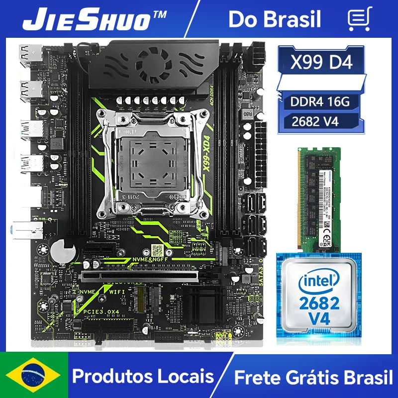 Placa mãe Jieshuo X99 XD4, 2x M.2, TPM 2.0 + Xeon 2682 V4 16/32🔥