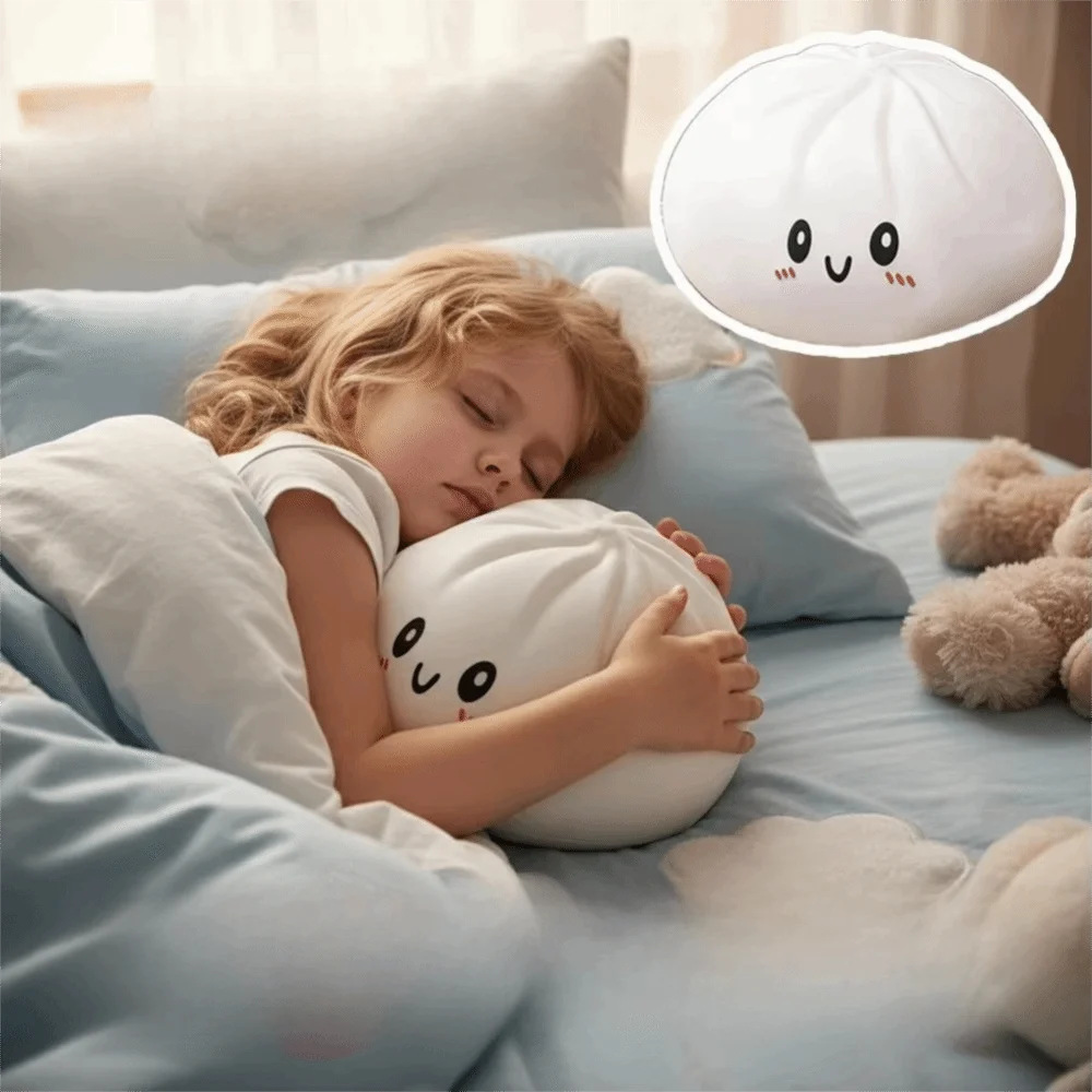 Cartoon Steamed Buns Decorative Pillow PP Cotton Filling Soft Large Buns Throw Pillow Fleece Surface Dough Ball Pillow Car