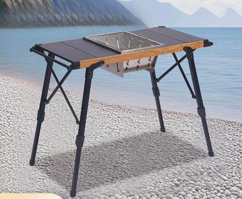 Combination Table Expandable Multifunctional Portable Folding Table BBQ Grill Home Use Rotisserie Mobile Kitchen Height