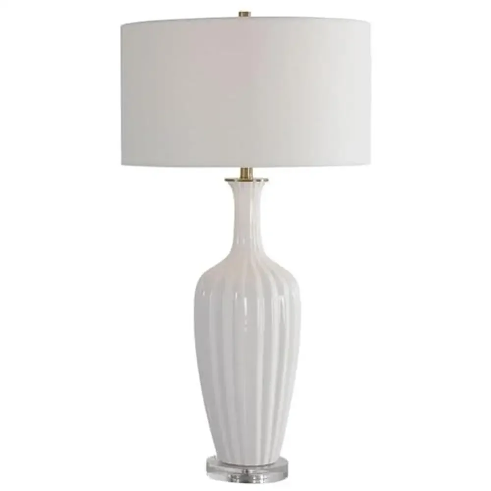 

White Steel Ceramic Table Lamp E26 Bulb 17x17" 31.5" Height
