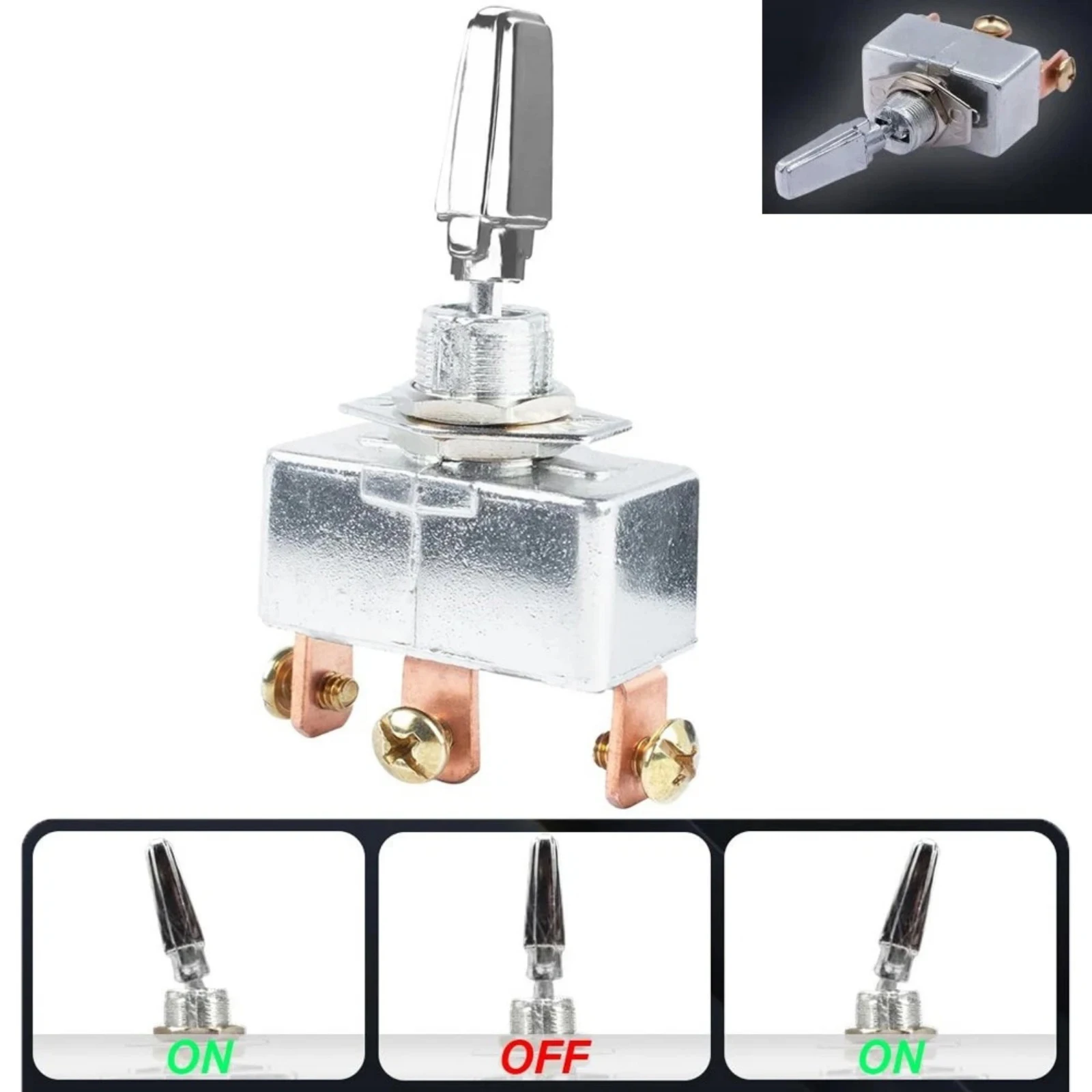 Pre-Wired Heavy Duty 50A Toggle Switch 12V SPDT ON Off ON, Self-Locking 3 Way Switch for Automotive Marine