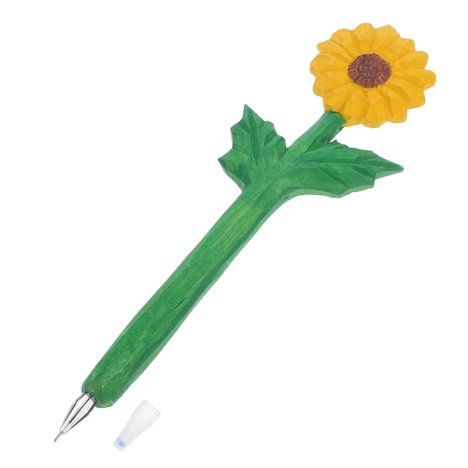 

Exquisite Hand Carved Sunflower Pen Wooden Smooth Writing Stationery Journaling Notetaking Ergonomic Design Decorative Office