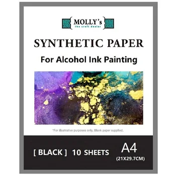 Alkohol Tinte Papier a4 schwarz glattes synthetisches Papier Yupo für Alkohol Tinte Malerei Kunstwerk Dekoration, DIY Handwerk Wohnkultur